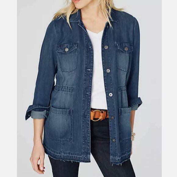 J. Jill Jackets & Blazers - J. JILL Released-Hem Denim Anorak